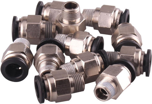 1/4 PT Male Thread 8mm Push in Joint Pneumatic Connector Quick Fittings 12 Pcs Ted Lele (8mm 1/4)...