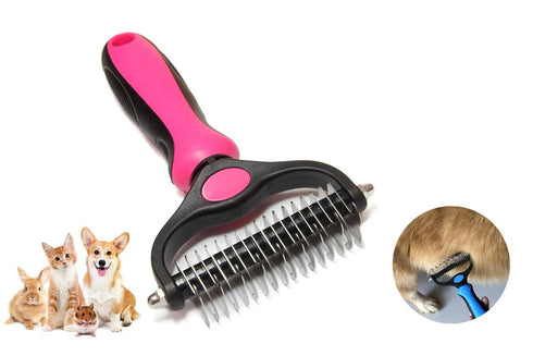 Pet Grooming Brush & Nail Clippers Trimmers - Double Sided Shedding and Dematting Undercoat Rake Comb for Dogs and Cats - Safe Dematting Comb for ...