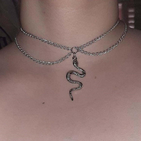 Vintage Snake Pendant Necklace Gothic Snake Chain Necklace Punk Layered Snake Choker Necklace Adjustable snake necklace Jewelry for Women and Girl...