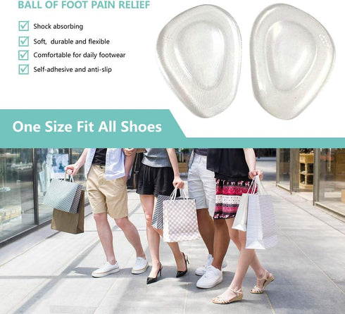 Ball of Foot Cushions Metatarsal Pads for Women Men Soft Gel Insoles Supports Forefoot Cushioning, Pain Relief Morton's Neuroma Foot Pads (4 Pair)...