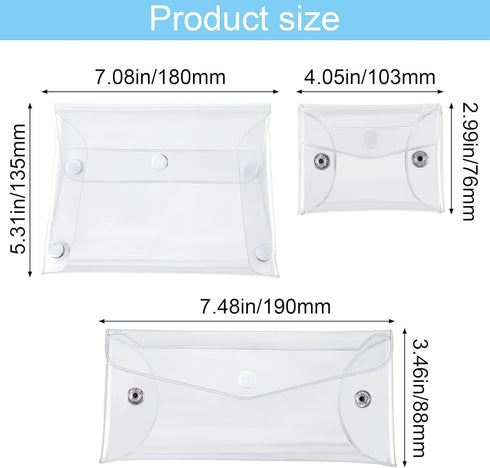 3 Pack Transparent Cosmetic Bags, Different Size Portable Waterproof PVC Makeup Cases Organizers Pouch Carrying Accessories for Lipstick Facial Cl...