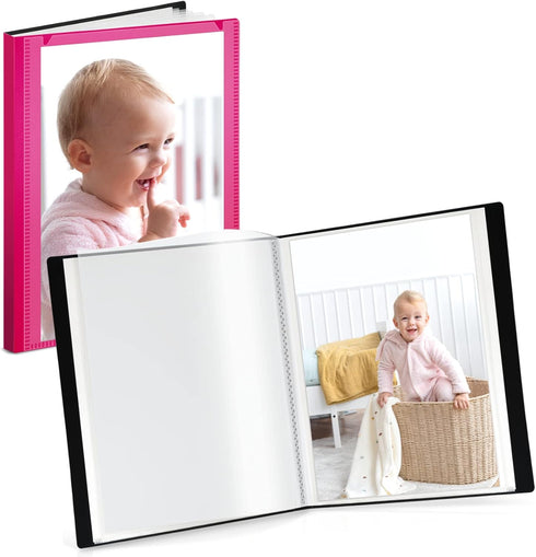 CRANBURY Small Photo Album 4x6 (Pink), 2-Pack 4 x 6 Photo Book, 24 Pockets Shows 48 Pictures, Mini Plastic Picture Album Binder with Customizable ...