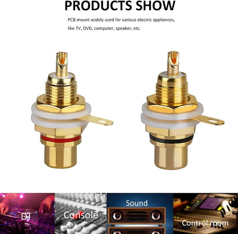 4Pcs Audio Terminal Jack Panel Mount RCA Lotus Head Welding Female Socket Connector (2Pcs Black + 2Pcs Red)...