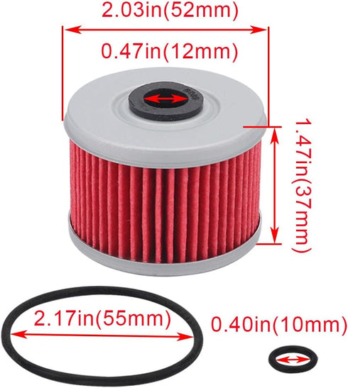 3 Packs HF113 Oil Filter 15412-HM5-A10 with O-Rings Fit for ATC250ES ATC350X TRX250 TRX300 TRX350 TRX400EX TRX420FE TRX450ES TRX500FE XL250R XL350...