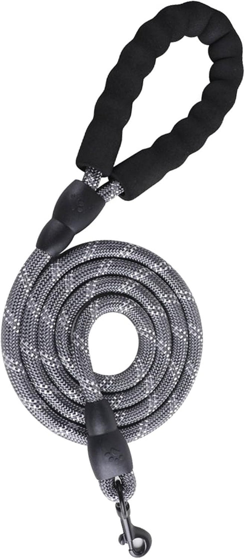 PETANK Rope Dog Leash 4 FT with Comfortable Padded Handle and Highly Reflective Threads for Small Medium Dogs (Gray, 4FT*2/5")...