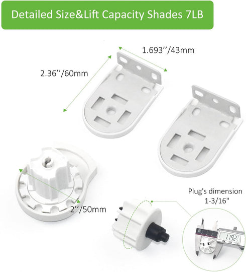 Rollerhouses Roller Shade Brackets with Mechanism Roller Shade Clutch+Skyline Mounting Brackets + End Plug for 1 1/4" Tube, White...