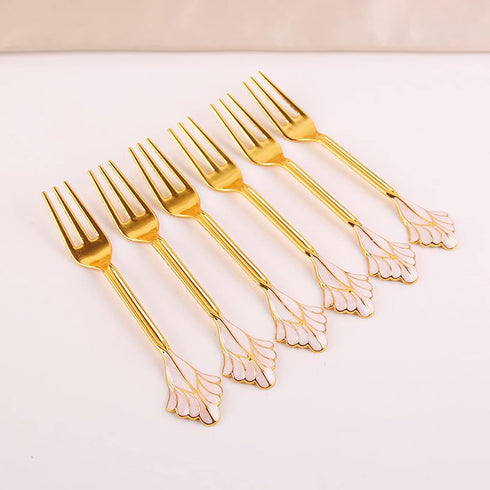 Coffee Dessert Dinner Spoon Set, Swan Base Holder with Forks Spoons for Cake Salad Cocktail Dessert for Brithday Gift (Forks)...