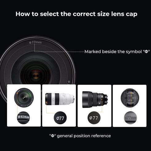 K&F Concept 40.5mm Lens Cap Cover, 4-in-1 Center Pinch Lens Cover + Anti-Loss Keeper Leash + Microfiber Cleaning Cloth Kits Compatible with Nikon,...