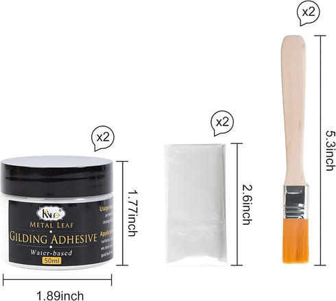 Gilding Adhesive, Gold Leaf Adhesive Kit, 50ml Gilding Epoxy Glue and 50ml Varnish, Water-Based Top Coat for Professional Craft Use...