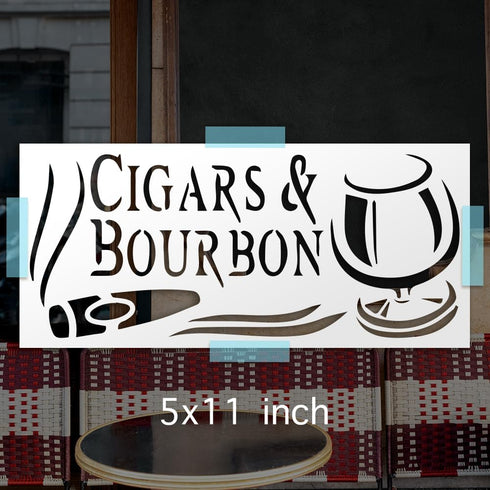 Cigars and Bourbon Stencil Reusable Sturdy Flexible Clear Plastic 1-5x11 in Arts and Crafts Material Scrapbooking for Airbrush Painting Drawing...