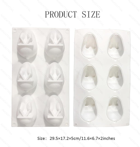 AUOCATTAIL 6 Cavity Easter Rabbit 3D Silicone Molds Rabbit Shape Silicone Baking Mold DIY Mousse Cake Pudding Jelly Dessert Fondant Cheesecake Soa...