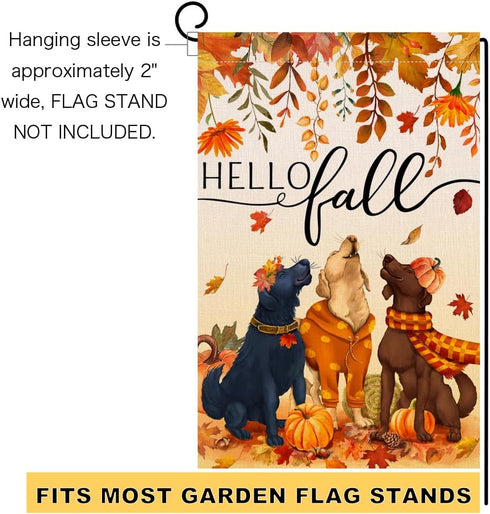 BLKWHT Fall Dogs Garden Flag 12x18 Vertical Double Sided Autumn Leaves Thanksgiving Holiday Outside Decorations Burlap Yard Flag BW506...