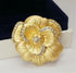 New European and American retro matte golden leaves camellia set with gems ladies fashion personality brooch...