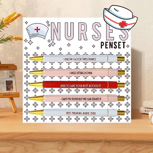 Funny pens,5-Count,Black Ink,Medium Nib 1.0mm,Funny Office Gifts for Coworkers,Personalized Pens Vibrant Funny Quotes Word Daily Pen (Nurse Pens)...