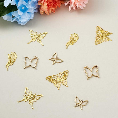 Assorted Style Open Back Bezel Charms Metal Hollow Frame Pendants Pressed Flower Charms for DIY UV Resin Jewelry Making...