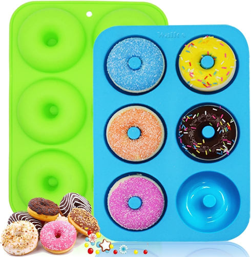Walfos Silicone Donut Mold - Non-Stick Silicone Doughnut Pan Set, Just Pop Out! Heat Resistant, Make Perfect Donut Cake Biscuit Bagels, BPA FREE a...