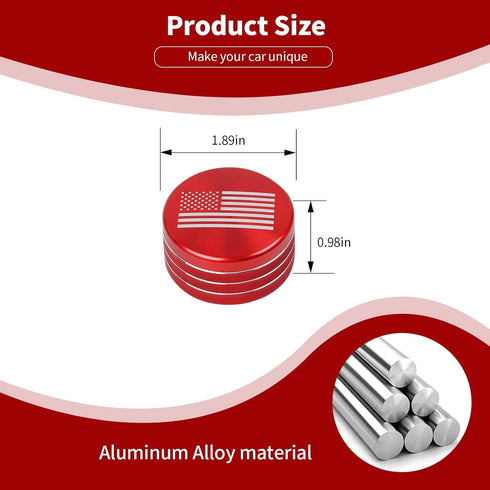 for RAM Gear Shift Knob Cover Trim Ring Aluminum Red for Dodge RAM 2018-2023 Red Interior Accessories, America Flag...