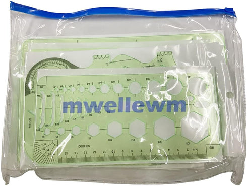 MWELLEWM 11 Pcs/Set Geometric Drawing Template Stencils Drawing Rulers Multi-Function Measuring Ruler for Studying, Designing and Building School ...