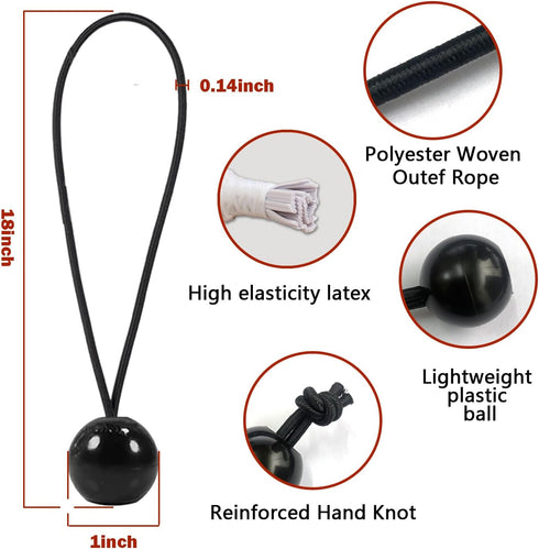 12 Pcs Patio Umbrella Bungee Cords with Balls Securing Straps,18 x 1 inches Black Reusable Patio Umbrella Strap?Multipurpose Securing Straps...
