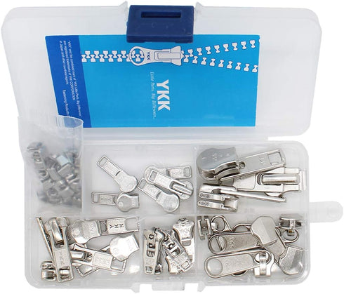 Zipper Repair Kit Solution Metal YKK Assorted Aluminum Slider Easy Container Storage Sets of #3, #4.5, #5, and #10 Include #3, #4.5, #5 and #10 To...