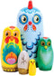 Bits and Pieces - "Hazel & Friends Nesting Chickens - Hand Painted Wooden Nesting Dolls - Matryoshka - Set of 5 Dolls from 5-1/2" Tall...