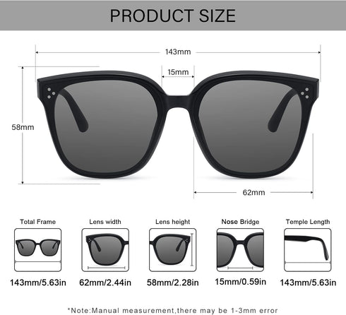 Dollger Retro Oversized Square Sunglasses for Women Trendy Classic Style Sun Glasses UV400 Protection...