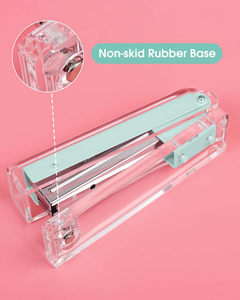 Clear Acrylic Stapler, Desktop Stapler, Office Stapler, Elegant Modern Desk Accessory for The Desk at Home, Office, or School?Macaron Green?...