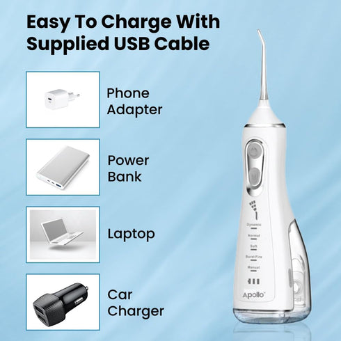 Apollo Water flosser for Teeth Whitening, Dental Care, Gums & Braces Care with 5 Cleaning Modes | 360 Rotatable with 300ML Water Capacity, Waterpr...
