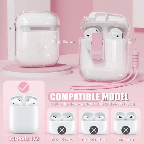 Clear AirPod Case, for AirPods 2nd/1st Generation Case with Cleaner Kit, Secure Lock Airpods Case for Apple AirPods 2nd/1st Gen Charging Case with...