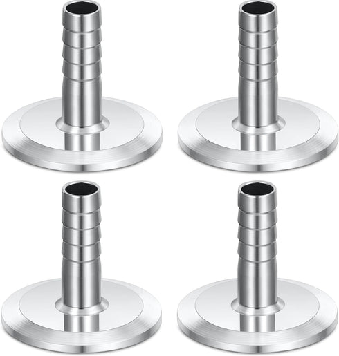 4 Pcs 1.5" Tri Clamp to 0.5" Hose Barbed Adapter 304 Stainless Steel Sanitary Hose Barb Pipe Fitting 50.5 mm Barbed Hose Fittings Sanitary Fitting...