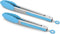 Set of 2 Kitchen Tongs, Premium Stainless Steel Locking 9-Inch & 12-Inch Silicone Grilling Barbeque Cooking Food Tong, Blue...