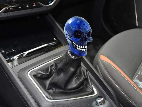 Lunsom Skull Gear Shift Head Resin Shifter Knob Car Transmission Shifting Stick Handle Fit Most Automatic Manual Vehicle (Navy Blue)...