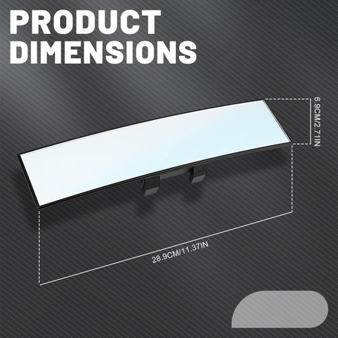 Car Rearview Mirrors, Shock Resistant Interior Clip-on Panoramic Rear View Mirror for Car, 12 inch HD Wide Viewing Range to Reduce Blind Spot Effe...