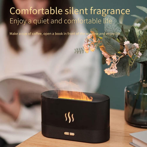 Upgraded 7 Color Flame Fireplace Air Aroma Essential Oil Diffuser,USB Personal Desktop Noiseless Cool Mist Humidifier with Auto-Off Protection for...