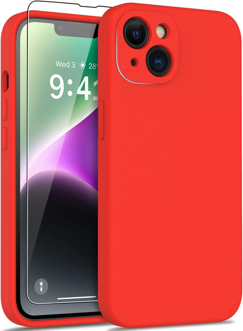 DEENAKIN Compatible with iPhone 14 Case - Enhanced Camera Protection and Screen Protector - Soft Liquid Silicone Cover - Slim Fit Protective Phone...