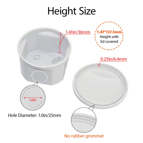 LeMotech Junction Box with Reserved Holes ABS Plastic Electrical Box IP55 Waterproof Dustproof Project Enclosure for Electronics White D2.9 x H1.7...