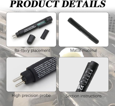 Brake Fluid Liquid Tester Pen, Auto Tester Tool, Car Diagnostic Testing Tool with 5 LED Indicators, DOT 3 DOT 4 DOT 5.1 Brake Fluid Tester Pen for...
