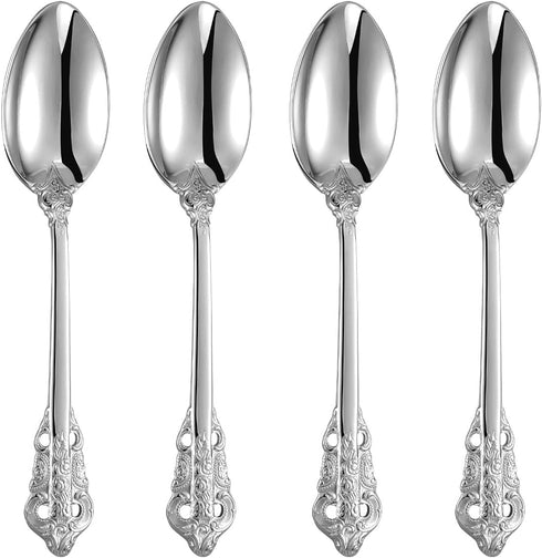 KEAWELL Luxury 7" Tea Spoon, Set of 4, 18/10 Stainless Steel, Sturdy Dessert Spoon, Gorgeous Design with Exceptional Mirror Polished Finish (Silve...
