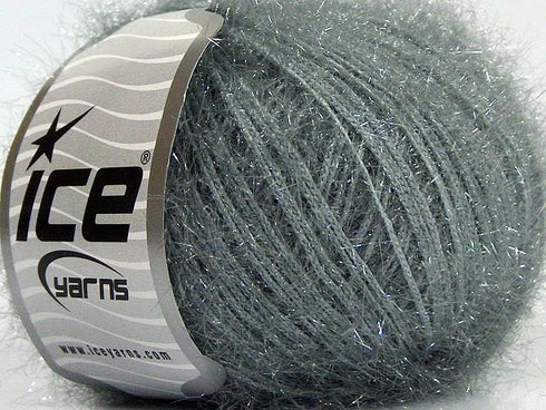 Sparkle Soft - Ice Yarns Metallic Lurex Nylon Eyelash Yarn 50gr (1.76ounces) 140m (153 Yards) Grey, Grey, Sparkle...