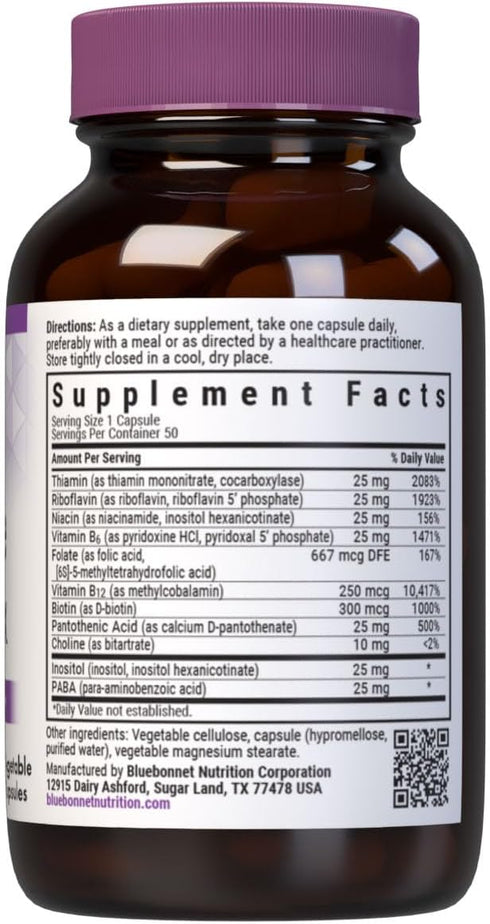 Bluebonnet Nutrition Cellular Active Coenzyme B-Complex, Energy Production & Nerve Support*, Vegan, Kosher Certified, Gluten-Free, Soy-Free, Dairy...