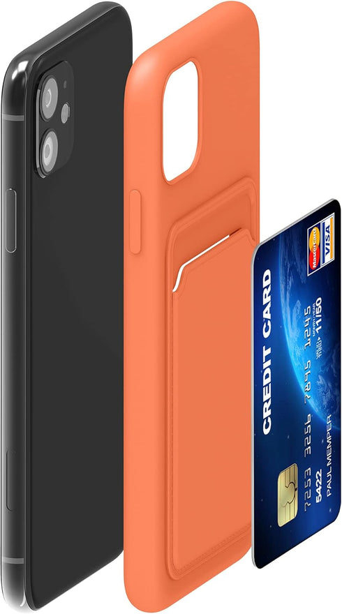 kwmobile Case Compatible with Apple iPhone 11 Case - TPU Phone Cover with Credit Card Holder - Orange...