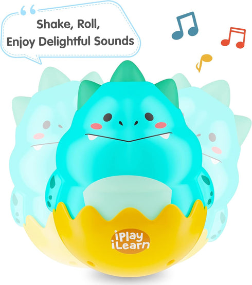 iPlay, iLearn Baby Dinosaur Wobble Toys, Infant Dino Roly-Poly 3-6-12 Month, Babies Tummy Fun Time Sensory Development, Newborn Gift First Birthda...