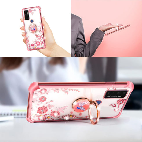 nancheng for Cricket Dream 5G Phone Case, Case Cute Soft Silicone Pink Girls Women Cover with Holder Protection Case for Cricket Innovate 5G/AT&T ...