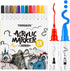 TRANSON 12 Color Dual-tip Acrylic Paint Pen Set for Canvas Rock Wood Leather Ceramic DIY Painting...