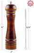Wooden Pepper Mill or Salt Mill with a cleaning brush - 8 inch tall - Best Pepper or Salt Grinder Wood with a Adjustable Ceramic Rotor and easily ...