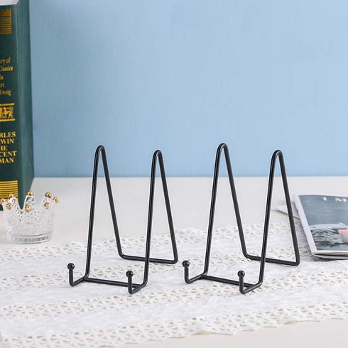 Iron Easel Plate Stand for Display - 6 Inch Black Holder for Pictures, Photos, Decorative Plates, Dishes | Tabletop Art Frame Stand...