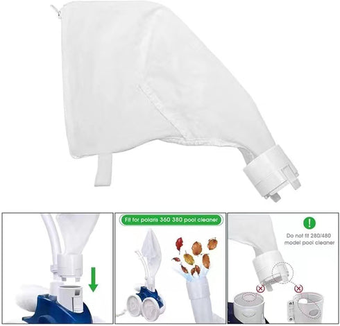 2-Pack Zipper Filter Bag Suitable for Polaris 360 and 380 Pool Cleaning Agents - Universal Filter Bag for Polaris Replacement Parts...