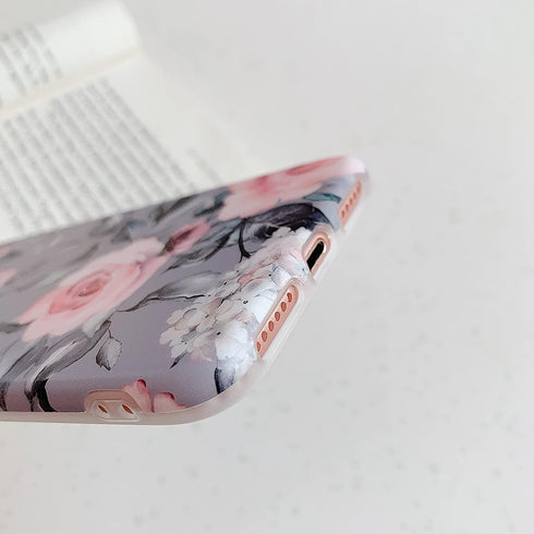 YeLoveHaw for iPhone SE 2020 Case, iPhone 8 Case, iPhone 7 Case for Girls, Flexible Soft Slim Fit, Floral and Purple Gray Leaves Pattern Cute Phon...