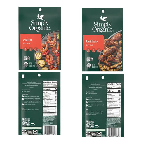 Simply Organic Dry Rub and Marinade Mix Variety Bundle packed by June Street Market | Cajun, Buffalo, Teriyaki, Peppercorn Garlic, Savory Steak | ...