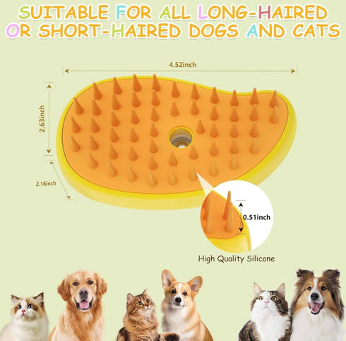 Pet Brush Steamer Comb for Cats and Dogs Multifunctional 3 in 1 USB Rechargeable Massage Hair Cleaning Grooming Steam Brush, yellow...